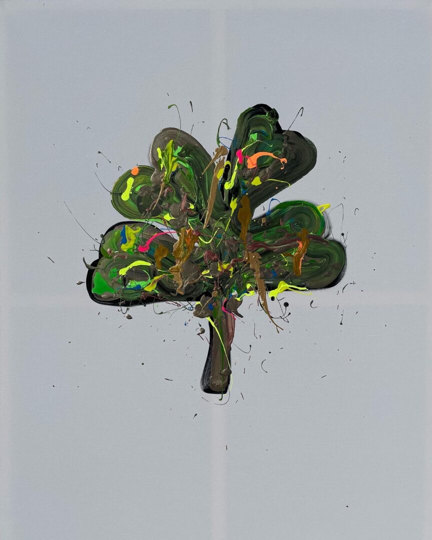 Oil painting of clover leaf with multicolor