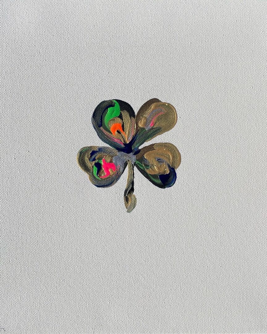 Oil painting of clover with multicolor with white background