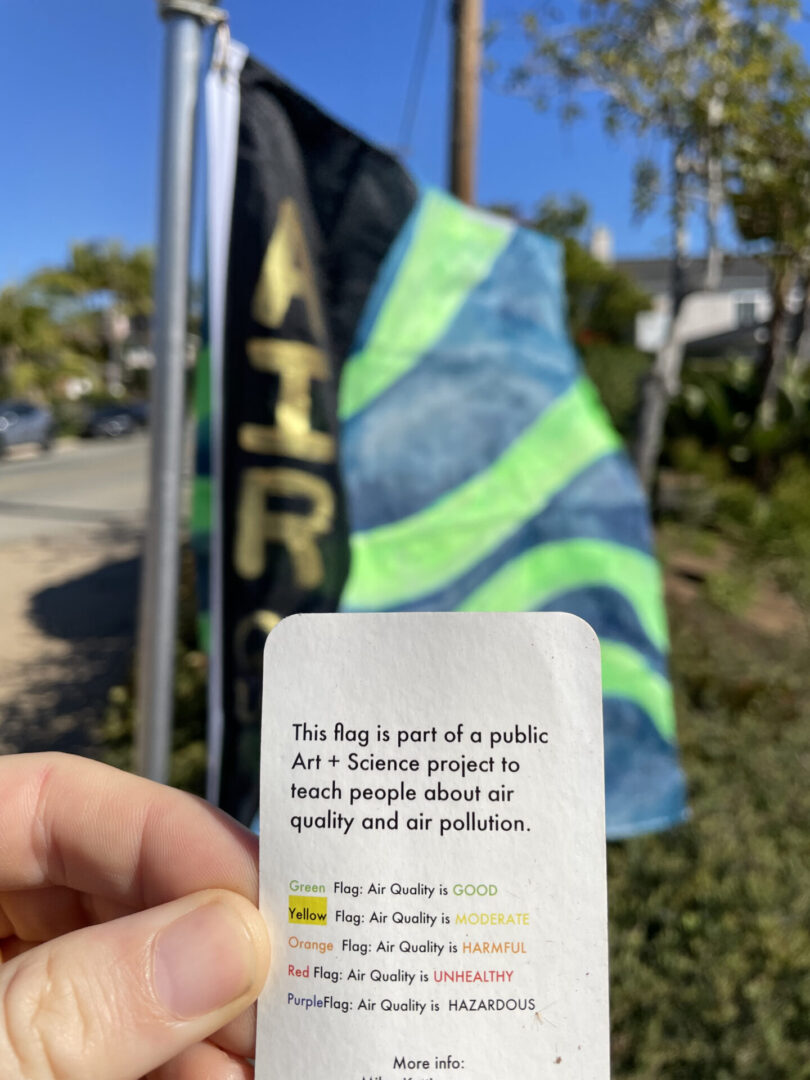 Blurred air quality indicating flag with a tag